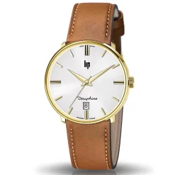 Montre Lip Dauphine 671428- Homme - Cadran Bleu- 38 Mm - Acier PVD Doré