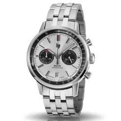 Montre Lip Rallye 41 Mm Panda - Homme - Cadran Argent- 41 Mm - Acier 316L - 671815