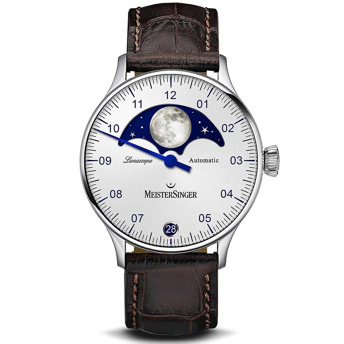 Montre MeisterSinger Lunascope Argenté Opalescent 40 Mm- LS901 1 Montre MeisterSinger Lunascope Argenté Opalescent 40 Mm- LS901