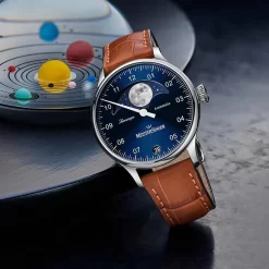 Montre MeisterSinger Lunascope Ponçage Solaire Bleu 40 Mm- LS908 -Hamilton Magasin ori montre meistersinger lunascope poncage solaire bleu 40 mm ls908 40895 57250