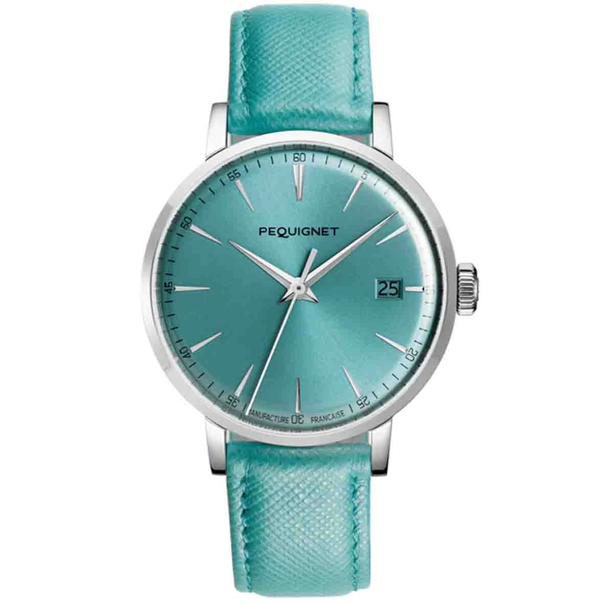 Montre Pequignet Manufacture Attitude Automatique Cadran Bleu Turquoise - 9060473 1 Montre Pequignet Manufacture Attitude Automatique Cadran Bleu Turquoise - 9060473