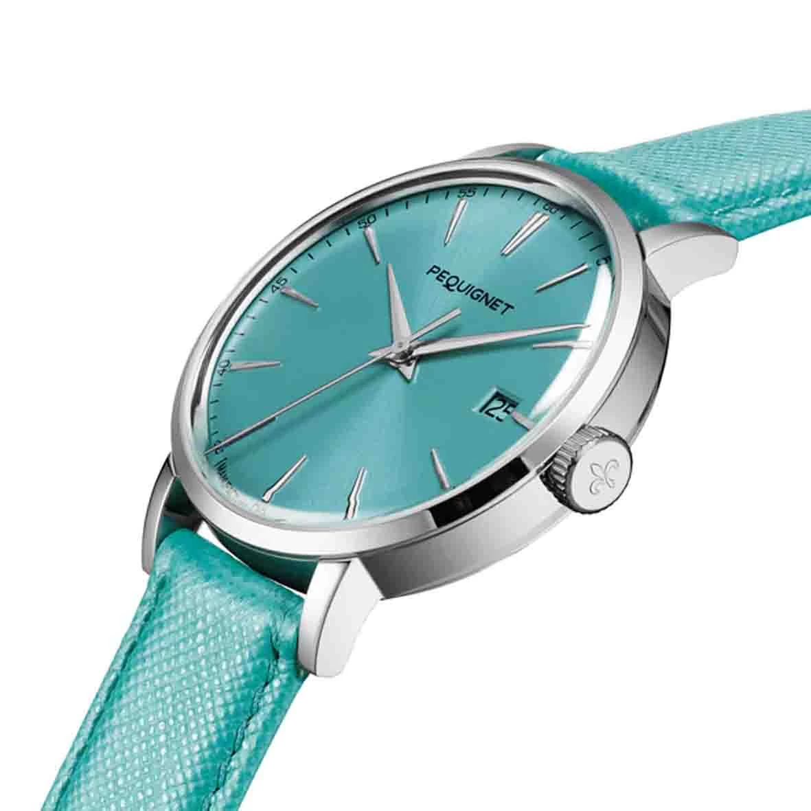 Montre Pequignet Manufacture Attitude Automatique Cadran Bleu Turquoise - 9060473 2 Montre Pequignet Manufacture Attitude Automatique Cadran Bleu Turquoise - 9060473 – Image 2