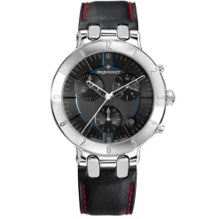 Montre Pequignet Moorea Chrono Acier - Cadran Noir Liseré Bleu 42 Mm - 1370443-CNR