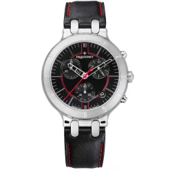 Montre Pequignet Moorea Chrono Acier - Cadran Noir Liseré Rouge 42 Mm - 1370383-CN