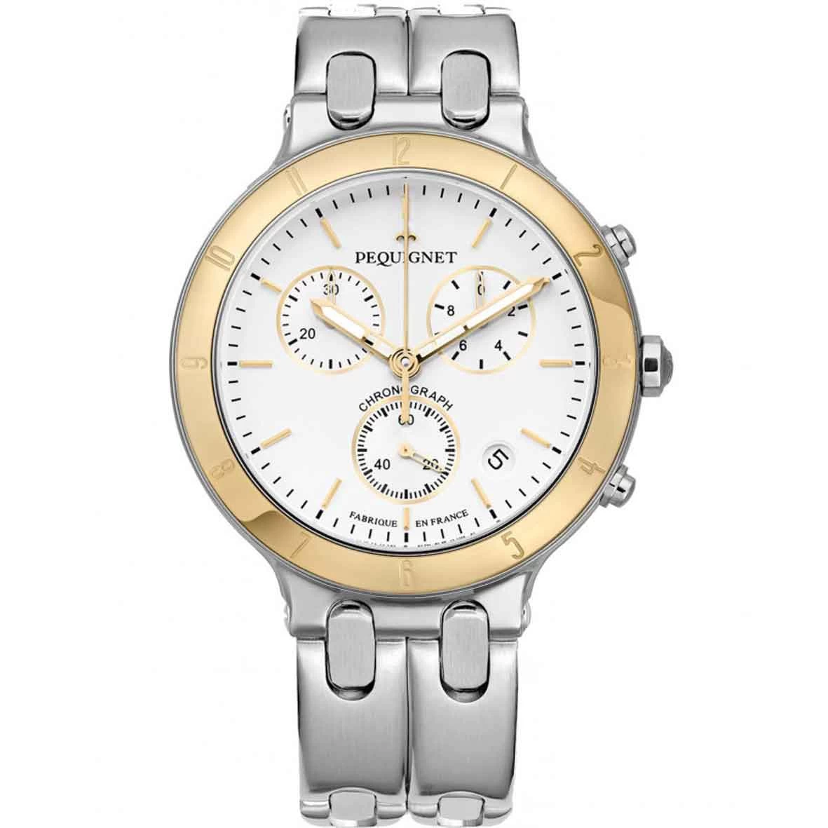 Montre Pequignet Moorea Chrono Or Et Acier-cadran Blanc 42 Mm - 1371538-A 1 Montre Pequignet Moorea Chrono Or Et Acier-cadran Blanc 42 Mm - 1371538-A