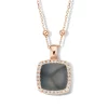 Pendentif Quartz Sur Obsidienne Arc En Ciel Et Diamants One More - Pantelleria - 062373L1