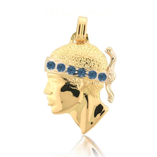 Pendentif Tête De Maure Saphir Or Jaune Carla - PT3S 1 Pendentif Tête De Maure Saphir Or Jaune Carla - PT3S