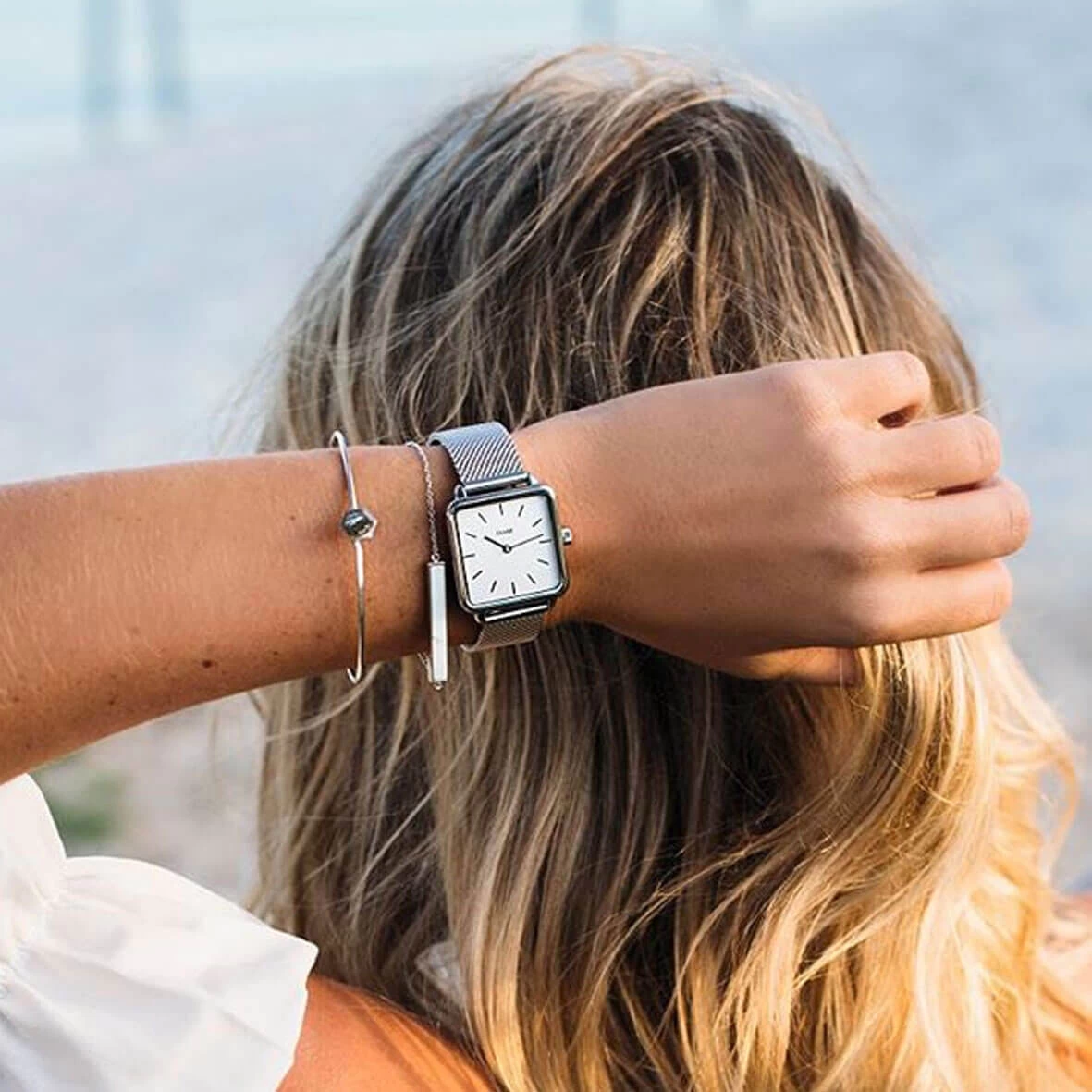 Cluse Tétragone Silver Mesh/White - 28.5 Mm - CW0101207003 4 Cluse Tétragone Silver Mesh/White - 28.5 Mm - CW0101207003 – Image 4